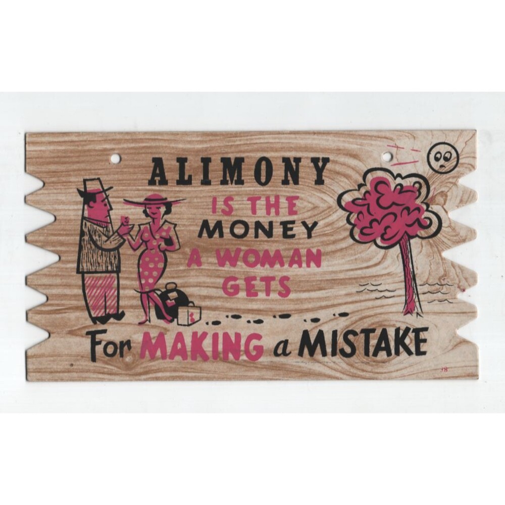 Vintage Mid Century Plak Postcard  Saw Tooth Edge Bold Graphics Divorce